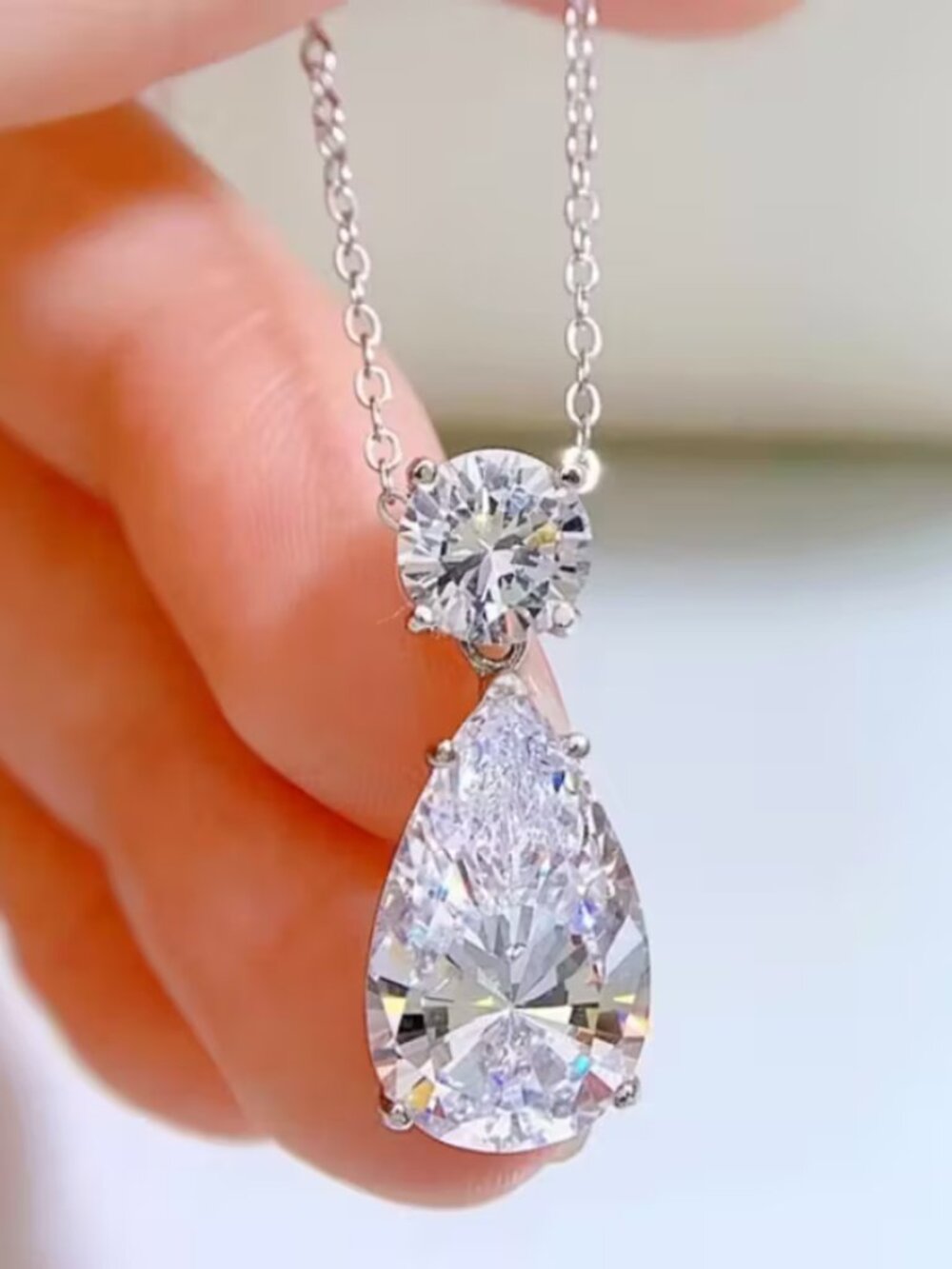 14K White Gold Womens 2ct Diamond Pendant Necklace Ladies 14 K Silver Jewelry